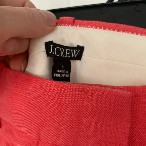 J. Crew High Rise Linen Blend Bright Coral Shorts Size 8 NWT - Picture 3 of 7